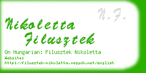 nikoletta filusztek business card